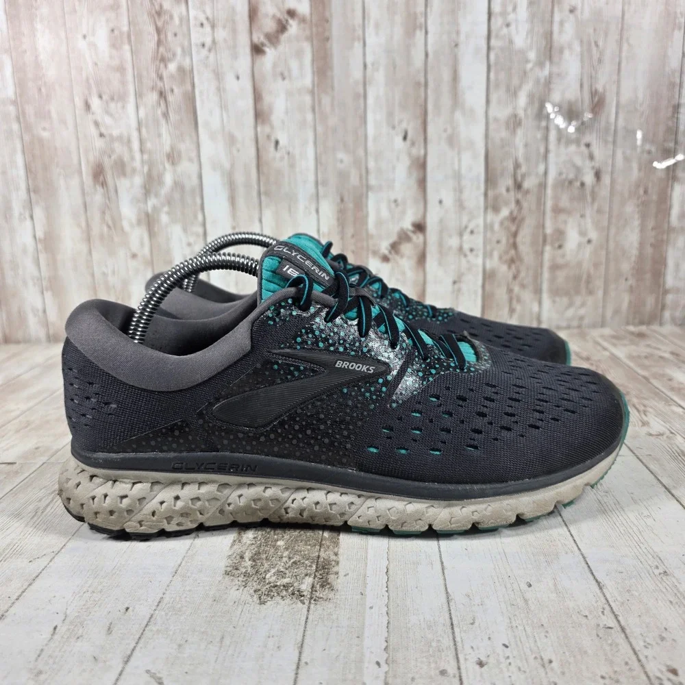 Brooks Glycerin 16 Womens Running Shoes Black Teal 1202781D081 Size 10 Wide D